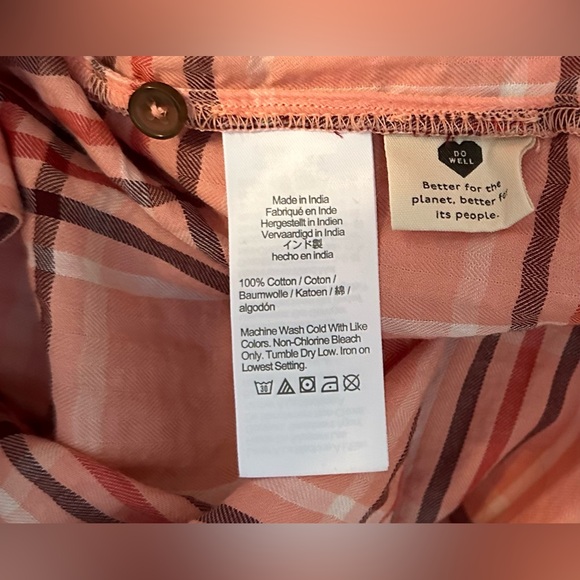 Madewell Classic Ex-Boyfriend Button-Up Shirt grid window forgotten petal size S - Picture 8 of 9